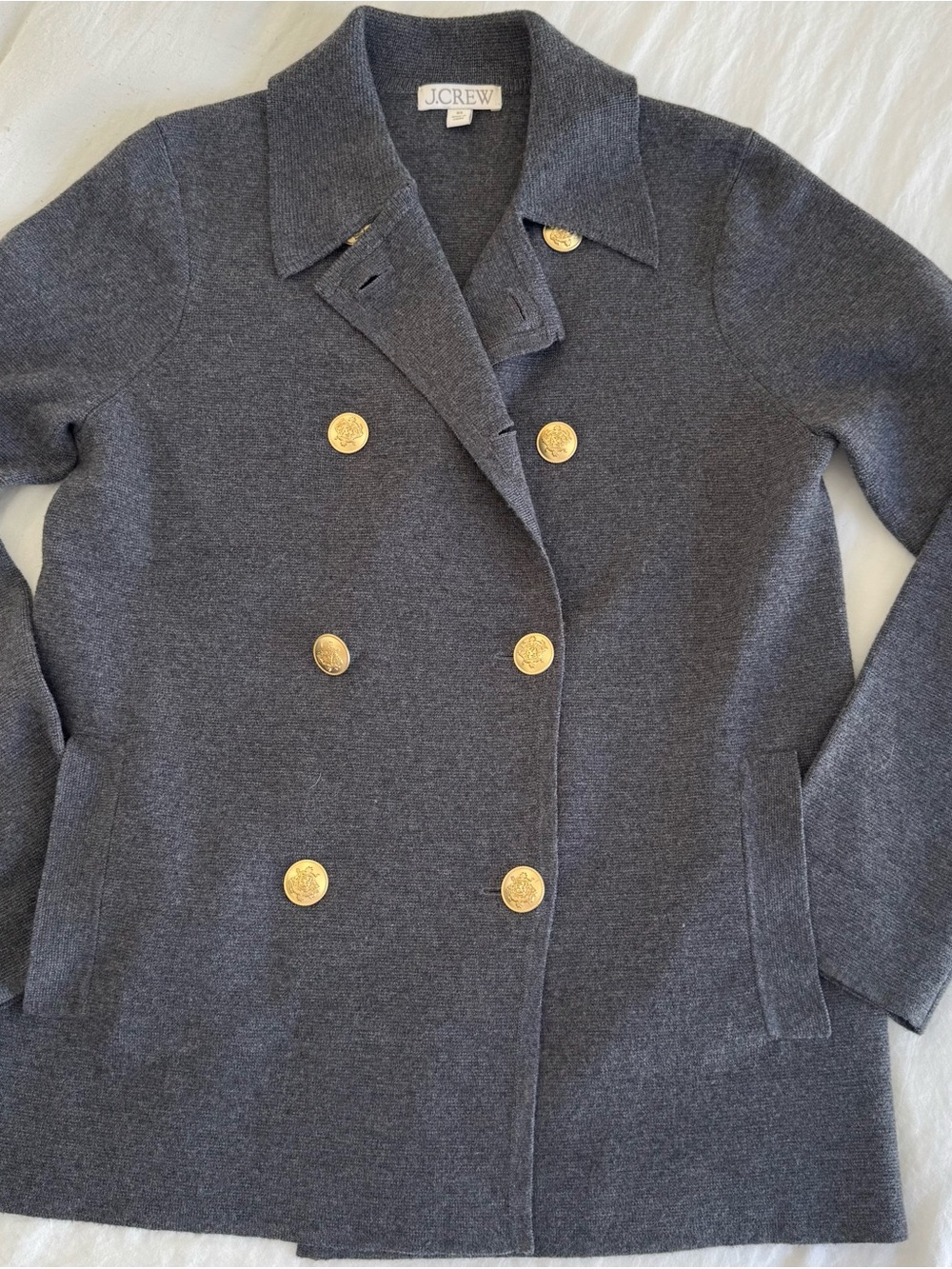 J. Crew Charcoal Double-Breasted Sweated with Gold Buttons XS